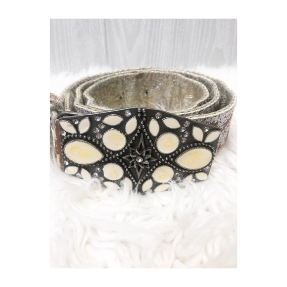 Vintage Unique Belt Rhinestones jewels Distressed - Picture 2 of 6